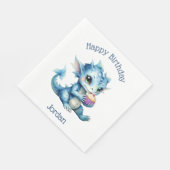 Schattigee Blue Baby Dragon Eet een Cupcake Servet (Hoek)