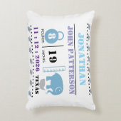 Schattigee Blue Baby Elephant Geboorteaankondiging Accent Kussen (Voorkant(Verticaal))