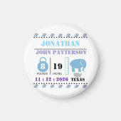 Schattigee Blue Baby Elephant Geboorteaankondiging Magneet (Voorkant)