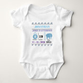Schattigee Blue Baby Elephant Geboorteaankondiging Romper (Voorkant)