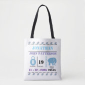 Schattigee Blue Baby Elephant Geboorteaankondiging Tote Bag (Voorkant)