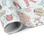 Schattigee Blue Baby's Eerste Kerstpyjama Cadeaupapier (Rol Hoek)