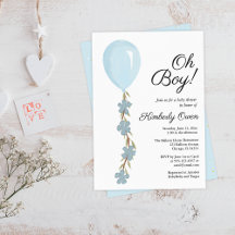 Schattigee Blue Balloon Baby shower Invitation