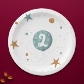 Schattigee Blue Balloon Boy 2e verjaardag Papieren Bordje