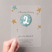 Schattigee Blue Balloon tweede verjaardag Acryl Uitnodigingen (Insitu (Draagbaar))