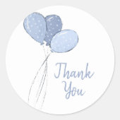 Schattigee Blue Balloons Bedankt Ronde Sticker (Voorkant)