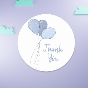 Schattigee Blue Balloons Bedankt Ronde Sticker