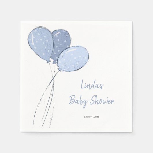 Schattigee Blue Balloons Boy Baby shower Servet (Voorkant)