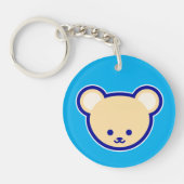 Schattigee Blue Beige Teddy Bear Cartoon Art Sleutelhanger (Voorkant)