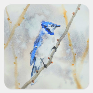Schattigee Blue Bird waterverf sticker