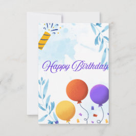 Schattigee Blue Birthday Kaart met Ballons