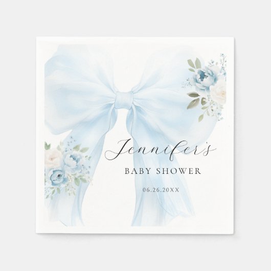 Schattigee Blue Bow Baby in Bloom Baby Boy Shower Servet (Voorkant)
