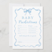 Schattigee Blue Bow Boy Baby shower Baby voorspell Kaart (Voorkant)