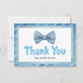 Schattigee Blue Bow Stropdas Baby shower Dank u ka Bedankkaart (Voorkant)