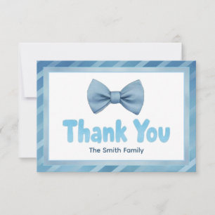 Schattigee Blue Bow Stropdas Baby shower Dank u ka Bedankkaart