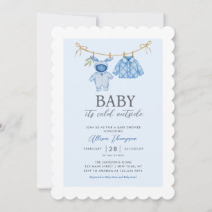 Schattigee Blue Boy Clothesline Winter Baby shower Kaart