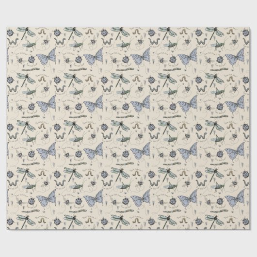 Schattigee Blue Bugs en Insecten Kinder Baby Boy Cadeaupapier (Vlak)