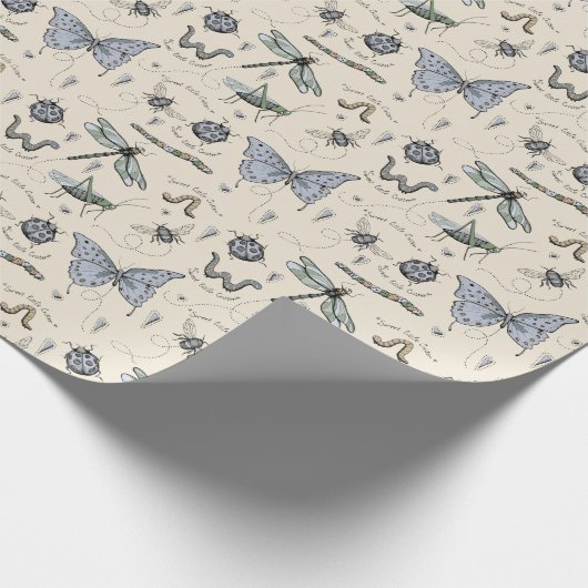 Schattigee Blue Bugs en Insecten Kinder Baby Boy Cadeaupapier (Hoek)