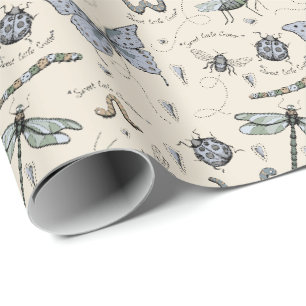 Schattigee Blue Bugs en Insecten Kinder Baby Boy Cadeaupapier