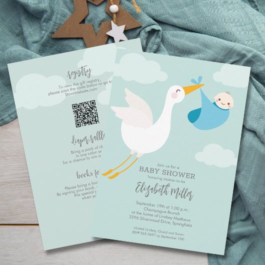 Schattigee Blue Bundle Stork Baby shower alles in  Kaart