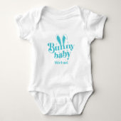 Schattigee Blue Bunny Baby Boy " Gepersonaliseerde Romper (Voorkant)