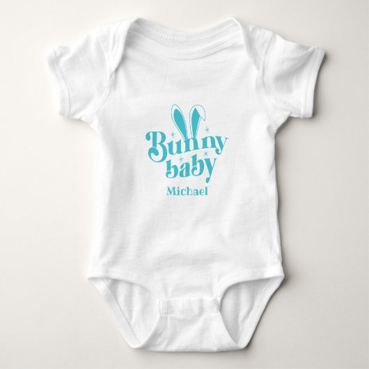Schattigee Blue Bunny Baby Boy " Gepersonaliseerde Romper (Voorkant)