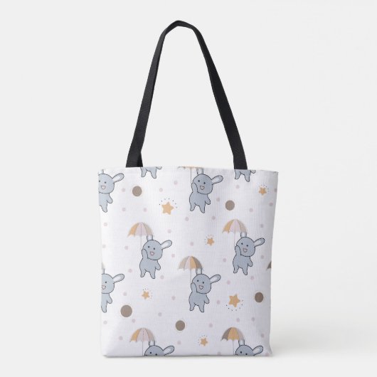 Schattigee Blue Bunny Canvas tas (Achterkant)