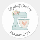 Schattigee Blue Cake Mixer gebakken met liefde Ronde Sticker (Voorkant)