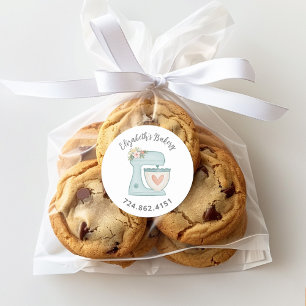 Schattigee Blue Cake Mixer gebakken met liefde Ronde Sticker