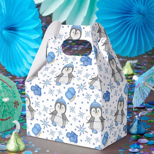 Schattigee Blue Christmas Schaatspinguïn Bedankdoosjes (Feest)