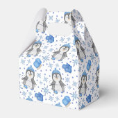 Schattigee Blue Christmas Schaatspinguïn Bedankdoosjes (Achterkant)