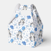 Schattigee Blue Christmas Schaatspinguïn Bedankdoosjes (Voorkant Zijde)