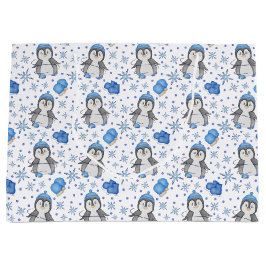 Schattigee Blue Christmas Schaatspinguïn Groot Cadeauzakje