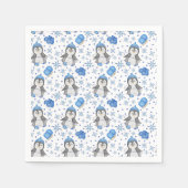 Schattigee Blue Christmas Schaatspinguïn Servet (Voorkant)