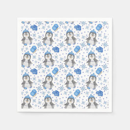 Schattigee Blue Christmas Schaatspinguïn Servet