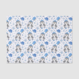 Schattigee Blue Christmas Schaatspinguïn Tissuepapier