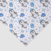 Schattigee Blue Christmas Schaatspinguïn Tissuepapier (Detail)