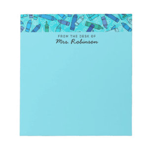 Schattigee Blue Crayons Teacher Van het Bureau van Notitieblok
