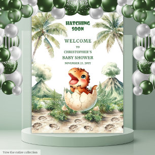 Schattigee Blue Dino Baby shower Achtergrond Uitko Wandkleed