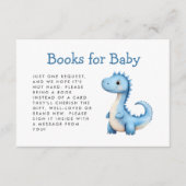 Schattigee Blue Dinosaur Baby shower Boeken voor B Informatiekaartje (Voorkant)