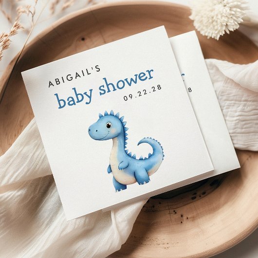 Schattigee Blue Dinosaur Baby shower servet