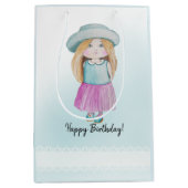 Schattigee Blue Doll Happy Birthday Waterverf Medium Cadeauzakje (Voorkant)