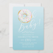 Schattigee Blue Donut Baby shower Invitation Kaart (Voorkant)