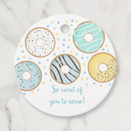 Schattigee Blue Donut Baby Sprinkle Bedankjes Labels (Voorkant)