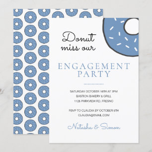 Schattigee Blue Donut Funny Engagement Party Kaart
