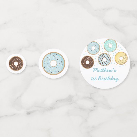 Schattigee Blue Donut Verjaardag Confetti (Voorkanten)