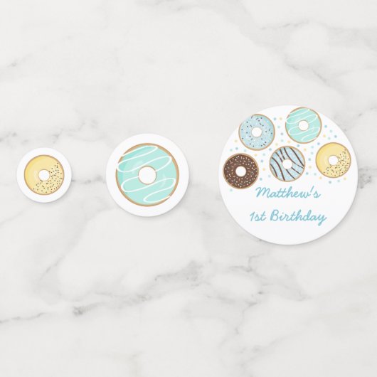 Schattigee Blue Donut Verjaardag Confetti (Achterkanten)