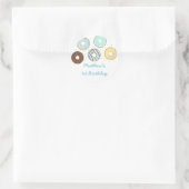 Schattigee Blue Donut Verjaardag Ronde Sticker (Tas)