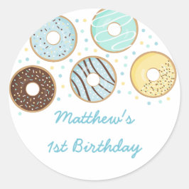 Schattigee Blue Donut Verjaardag Ronde Sticker