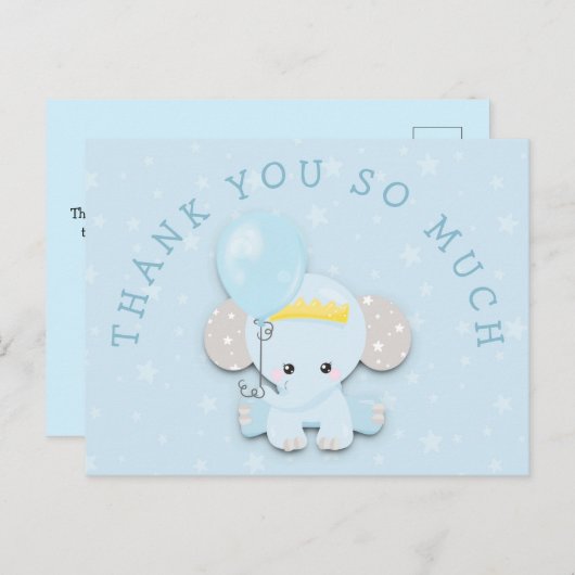 Schattigee Blue Elephant Adres Bericht Dank u Briefkaart (Voorkant / Achterkant)